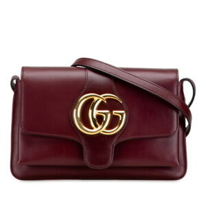 Gucci GG Marmont Ally Shoulder Bag Wine Red Red Bordeaux Purple Leather